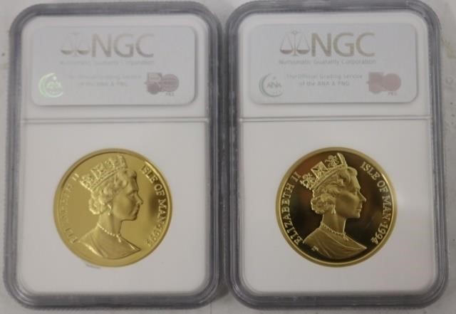 Appraisal: TWO ISLE OF MAN GOLD COINS OZ EACH PF ULTRA