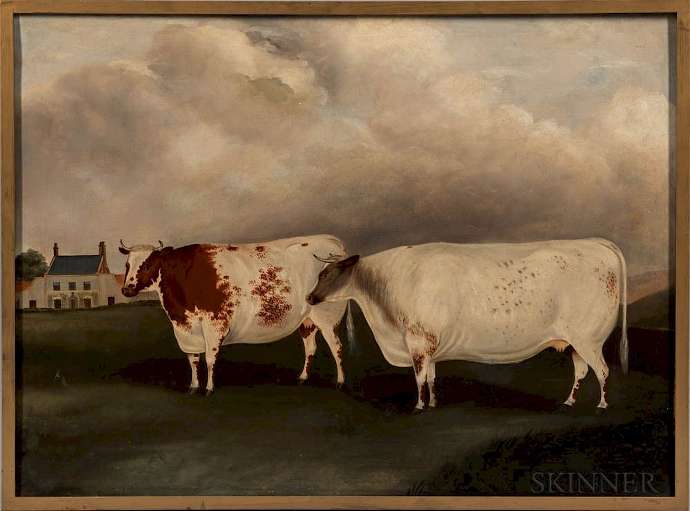 Appraisal: Anglo American School th Century Portrait of Two Cows Anglo