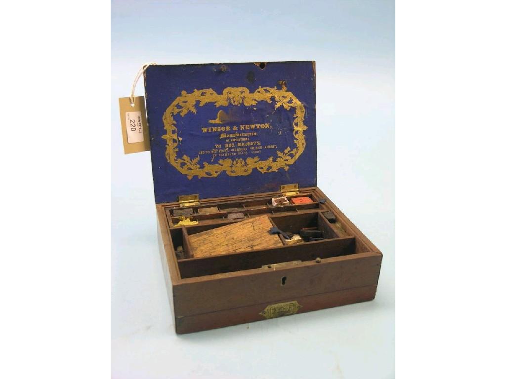 Appraisal: A Winsor Newton artist's paint box mahogany with flush-fitting brass