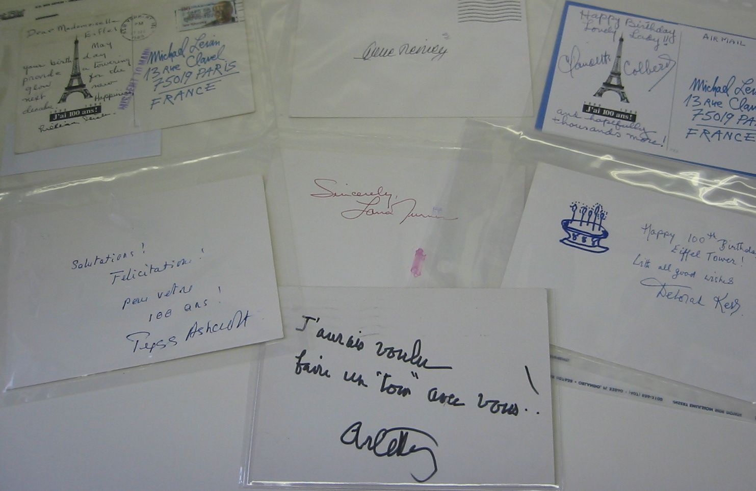 Appraisal: ACTORS Group of seven cards each Signed or Signed and