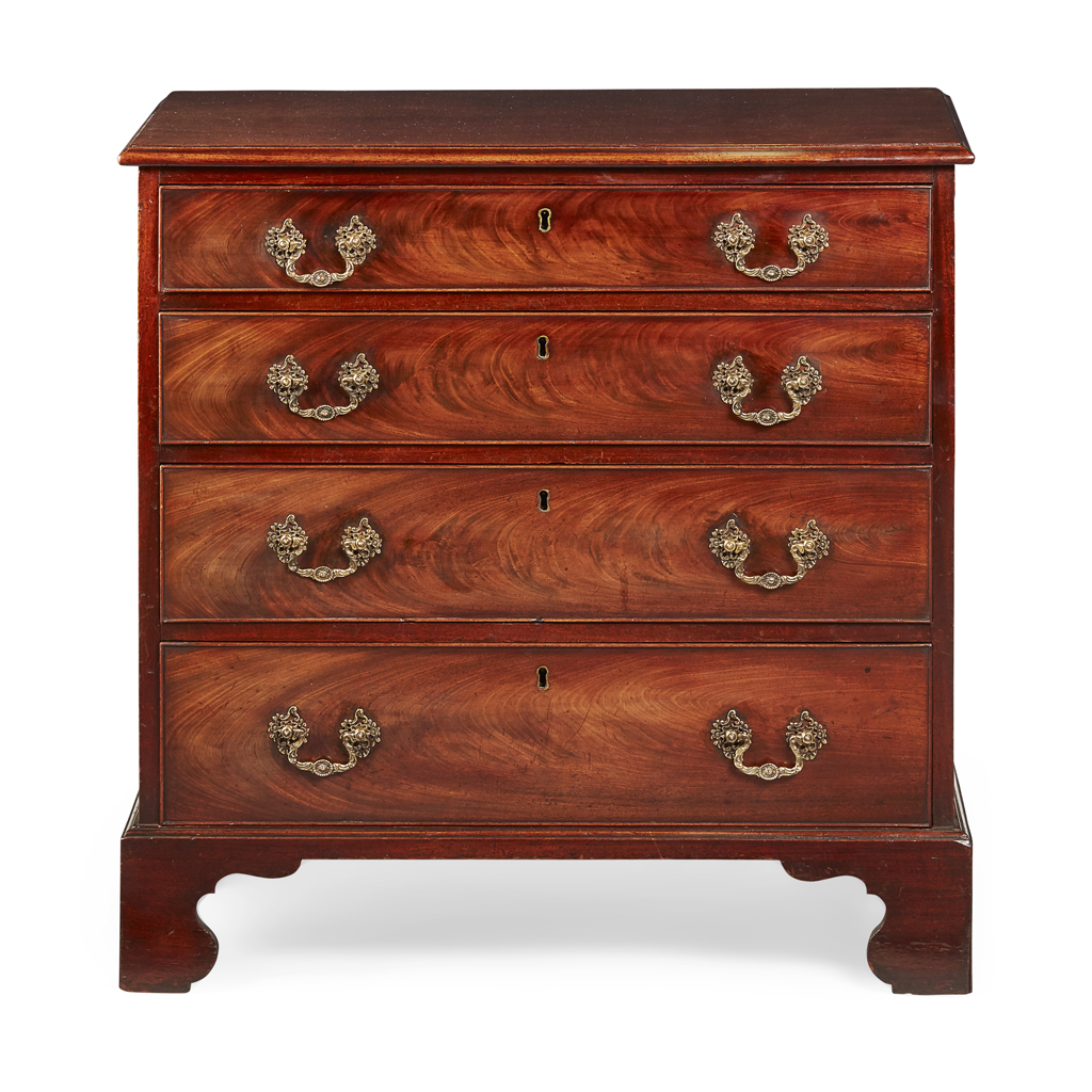 Appraisal: GEORGE III MAHOGANY CHEST OF DRAWERS TH CENTURY of small