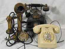 Appraisal: Vintage telephones A '' candlestick '' a continental example circa