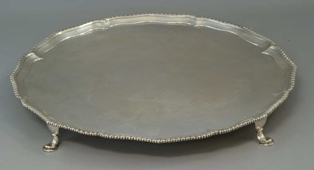 Appraisal: Round scalloped Georgian silver footed tray London - RR maker