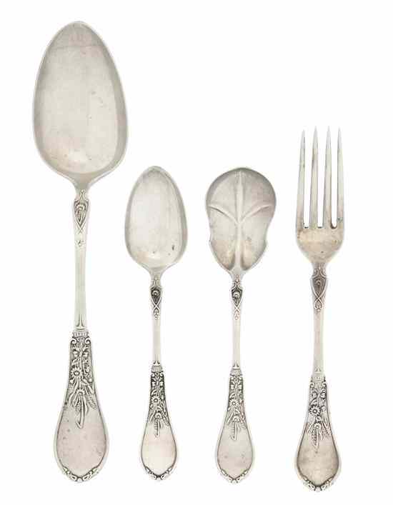 Appraisal: An American Coin Silver Partial Flatware Service Moulton Pike comprising