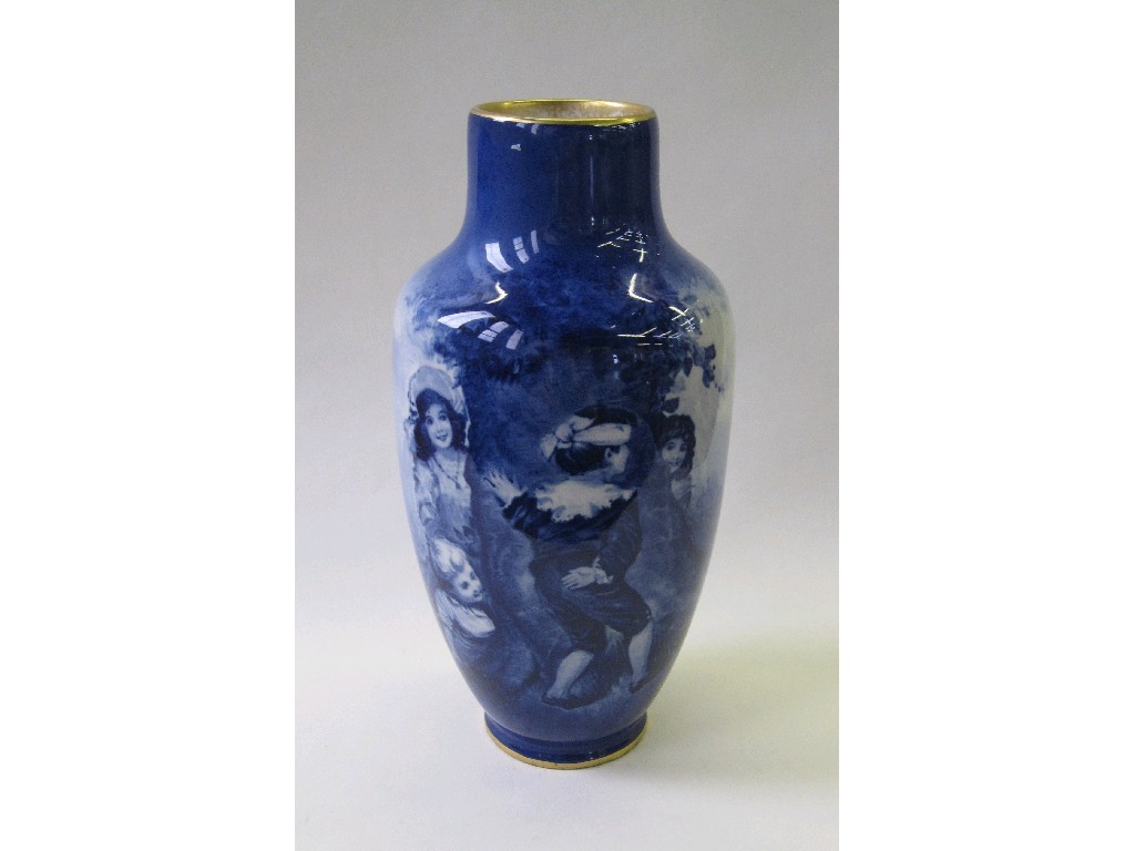 Appraisal: Royal Doulton flambe vase with blue and white decoration of