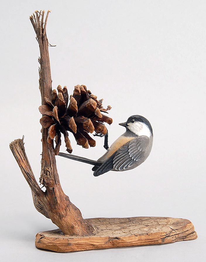 Appraisal: LIFE-SIZE CHICKADEE by Stan Sparre of Cape Cod Massachusetts Feeding