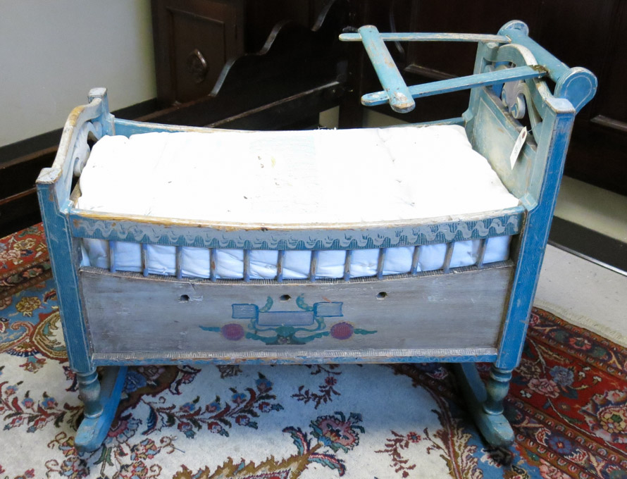 Appraisal: A PAINT DECORATED PINE ROCKING CRADLE Pennsylvania Dutch style late