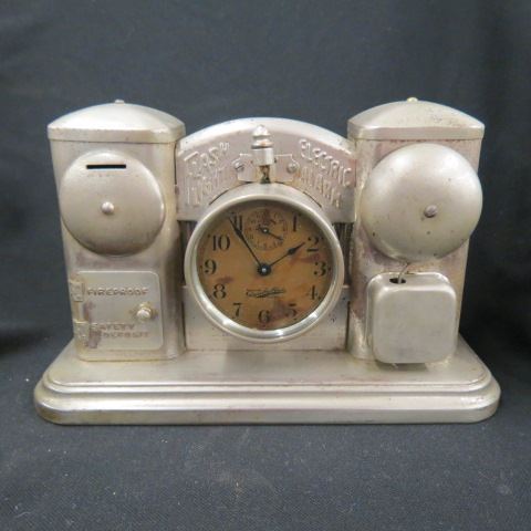 Appraisal: Antique Clock Combination Piece with flashlight bank fireproof safety deposit