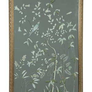 Appraisal: A Chinese Hand Painted Silk Wallpaper Panel TH CENTURY Framed