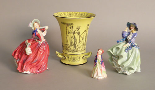 Appraisal: Three Royal Doulton figures together with a Mottahedah vase and