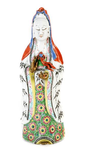 Appraisal: A Chinese enameled porcelain standing figure of Guanyin th century