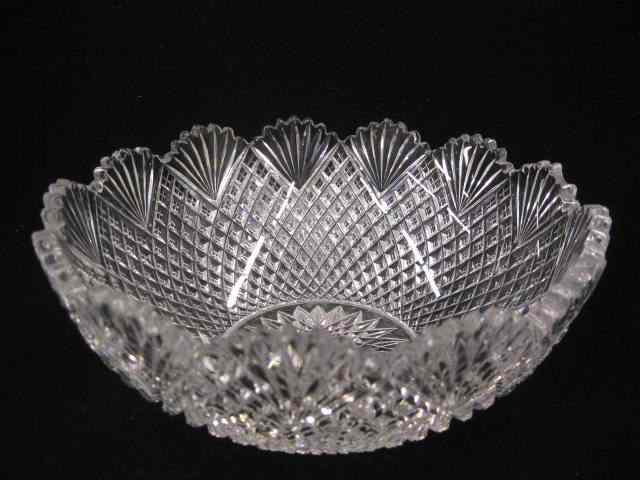 Appraisal: Brilliant Period Cut Glass Bowl strawberry diamond fan '' some