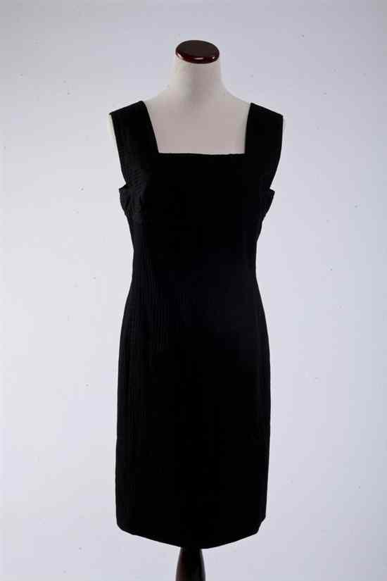 Appraisal: COURR GES BLACK COTTON RIBBED DRESS s size Empire waist