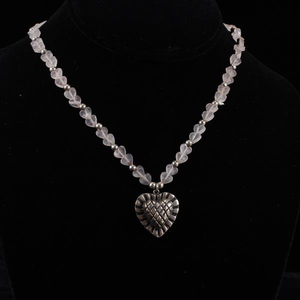 Appraisal: Carol Henry Sterling Silver Designer Heart Pendant on Rose Quartz