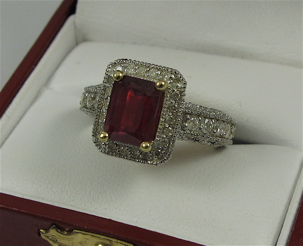 Appraisal: RUBY DIAMOND AND K WHITE AND YELLOW GOLD RING with