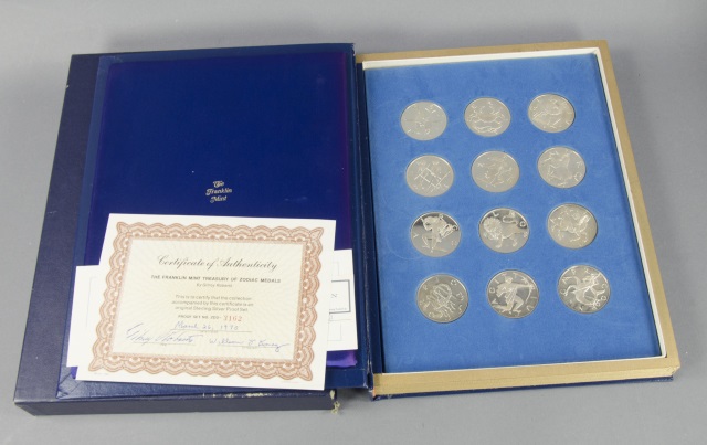 Appraisal: -Coin Franklin Mint Zodiac Signs SetAll coins are sterling silver