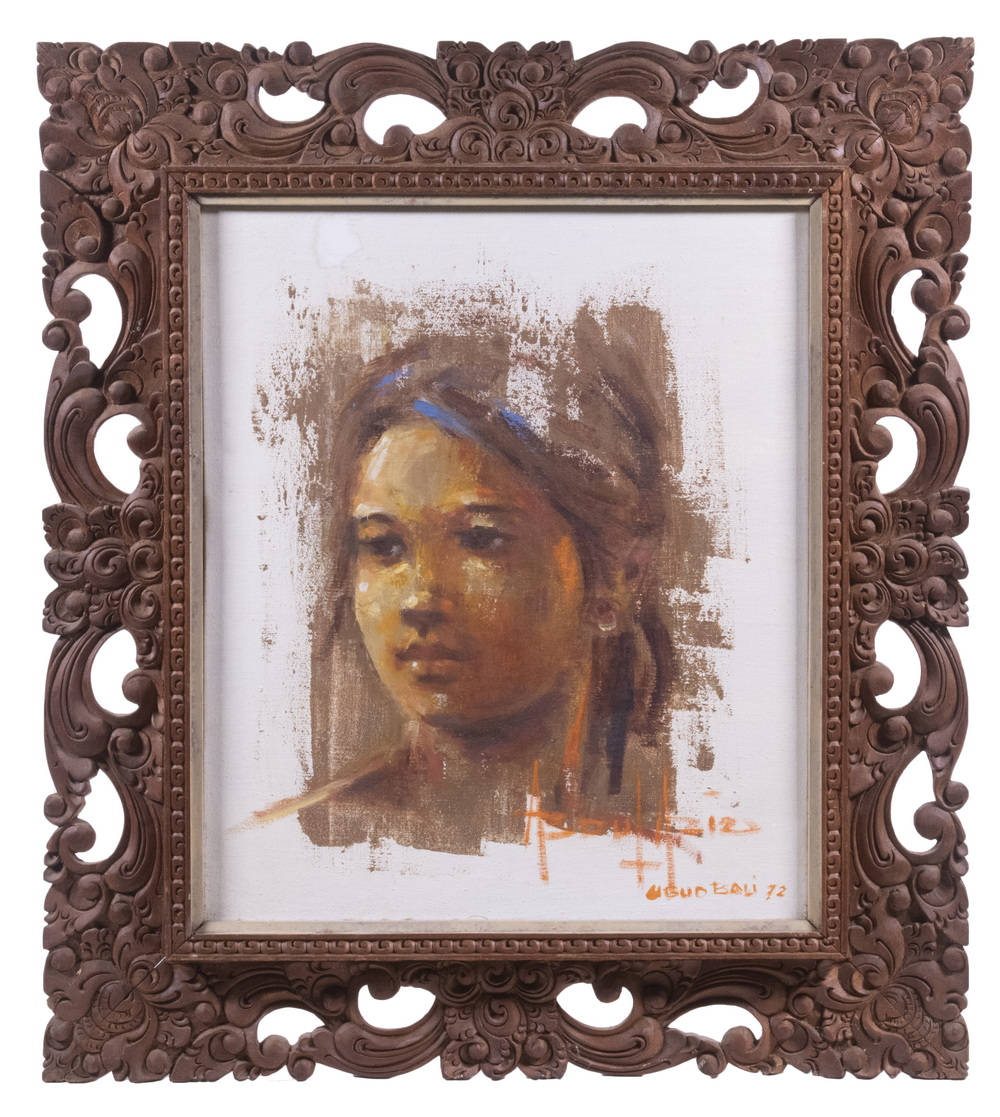 Appraisal: ABDUL AZIZ INDONESIA - Portrait of an Indonesian Girl oil