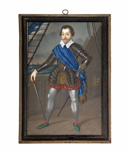 Appraisal: Portrait miniature sir francis drake english school th century Unsigned