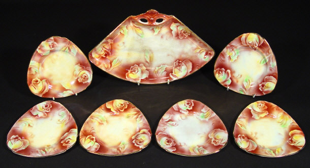 Appraisal: Art Deco Burleighware sandwich set decorated with roses under a