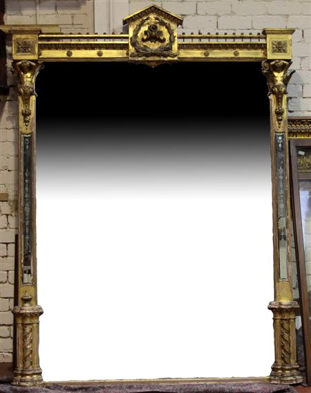 Appraisal: A large late th century giltwood overmantel mirror the architectural