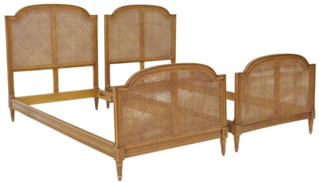 Appraisal: pair French Louis XVI style beds th c having caned