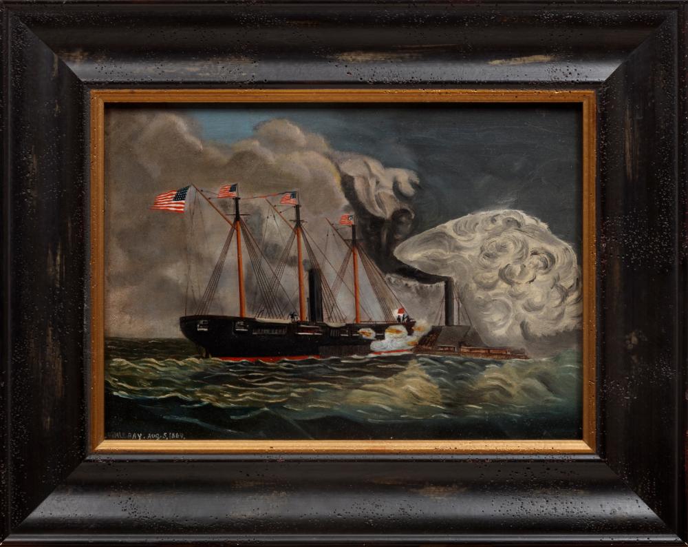 Appraisal: Southern School th c Mobile Bay Aug oil on canvas