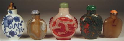 Appraisal: Five Chinese snuff bottlesmostly th century