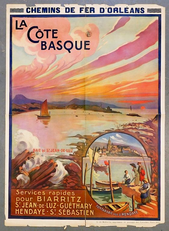 Appraisal: French Nourae La Cote Basque St Jean Travel Poster France