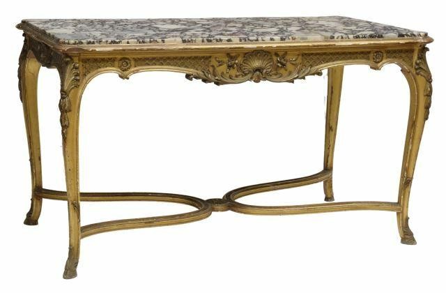 Appraisal: Exceptional Louis XV style marble-top gilt table mid th c