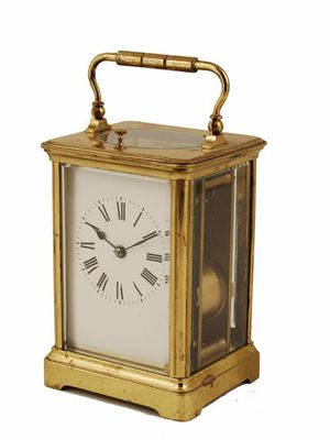 Appraisal: A French gilt brass repeating carriage clock with a platform