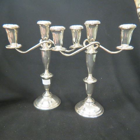 Appraisal: Pair of Sterling Silver Candelabra by Crown convertible to singles