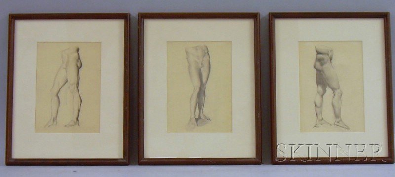 Appraisal: Lot of Three Framed th Century American School Academic Male