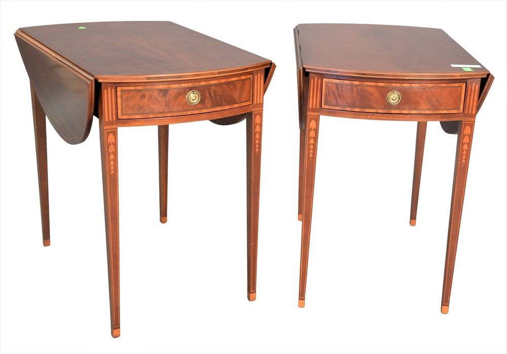 Appraisal: Pair of Baker Custom Mahogany Pembroke Federal Style Drop Leaf