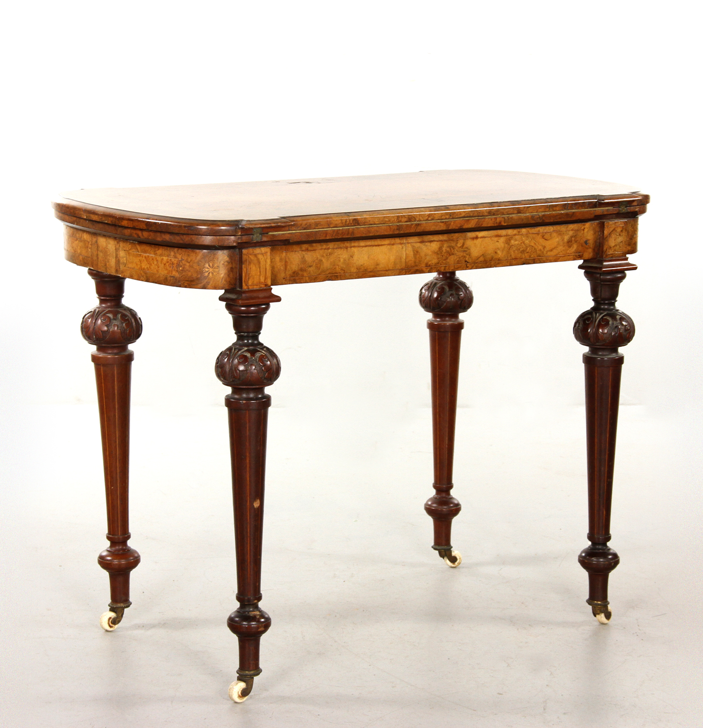 Appraisal: - th C Edwardian Burl Wood Game Table th century