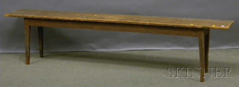 Appraisal: Pair of Brown-painted Wood Benches with Tapering Legs ht lg