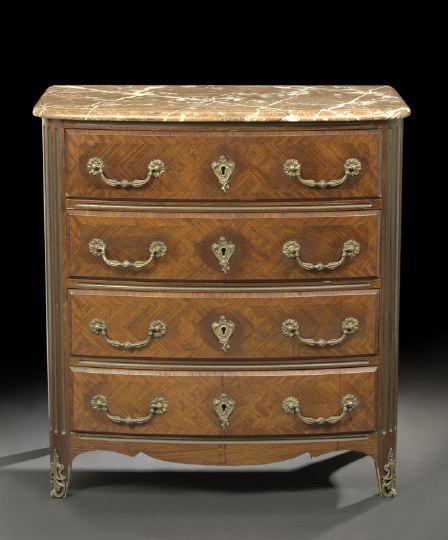 Appraisal: Louis XVI-Style Kingwood and Marble-Top Commode third quarter th century