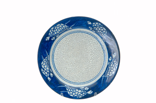 Appraisal: DEDHAM Crackleware plate no in the Turtle design Chips to