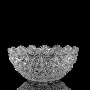 Appraisal: A Brilliant-Period Russian-Cut Glass Berry Bowl with a Persian Button