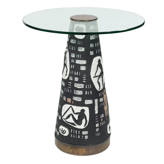 Appraisal: Damico table Italy ceramic base covered in a white crackle