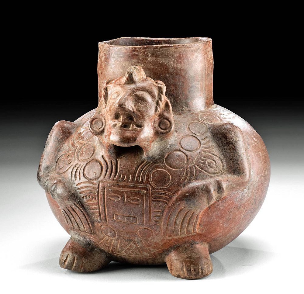 Appraisal: Fascinating Maya Pottery Figural Vessel w Shaman Pre-Columbian southern Mexico