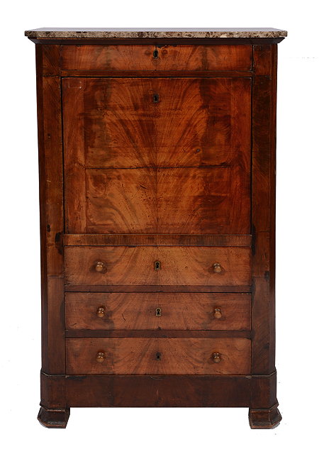 Appraisal: A TH CENTURY MAHOGANY CONTINENTAL SECRETAIRE ABBATANT the fall flap