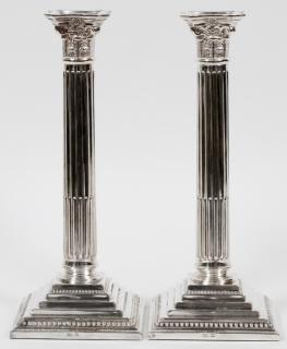 Appraisal: IRA FREEMAN SON ELECTROPLATE CANDLESTICKS IRA FREEMAN SON ELECTROPLATE SINGLE-LIGHT