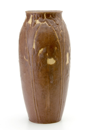 Appraisal: GRUEBY Tall vase with tooled and applied full-height leaves covered