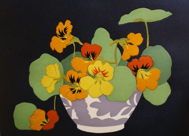 Appraisal: John Hall Thorpe - Nasturtiums woodblock print signed 'Hall Thorpe'