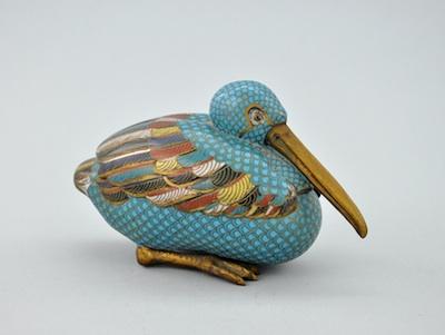 Appraisal: A Chinese Cloisonne Bird Shape Covered Box In the form