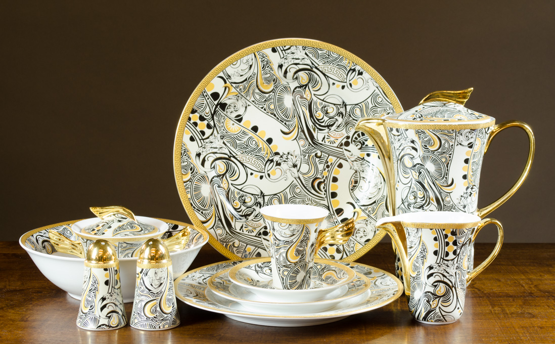 Appraisal: ATTRIBUTED ROSENTHAL VERSACE CHINA SET seventy-nine pieces comprised of dinner