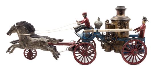 Appraisal: Sale Lot CIRCUS Cast iron Fire Wagon with a driver