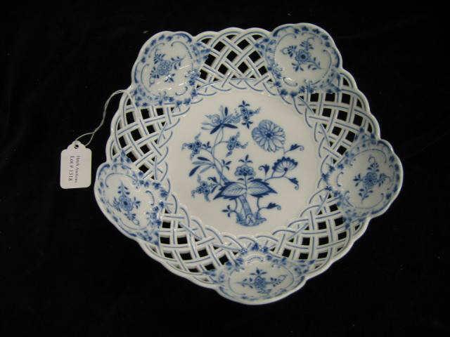 Appraisal: Meissen Blue Onion Porcelain Bowl reticulated diameter crossed swords mark