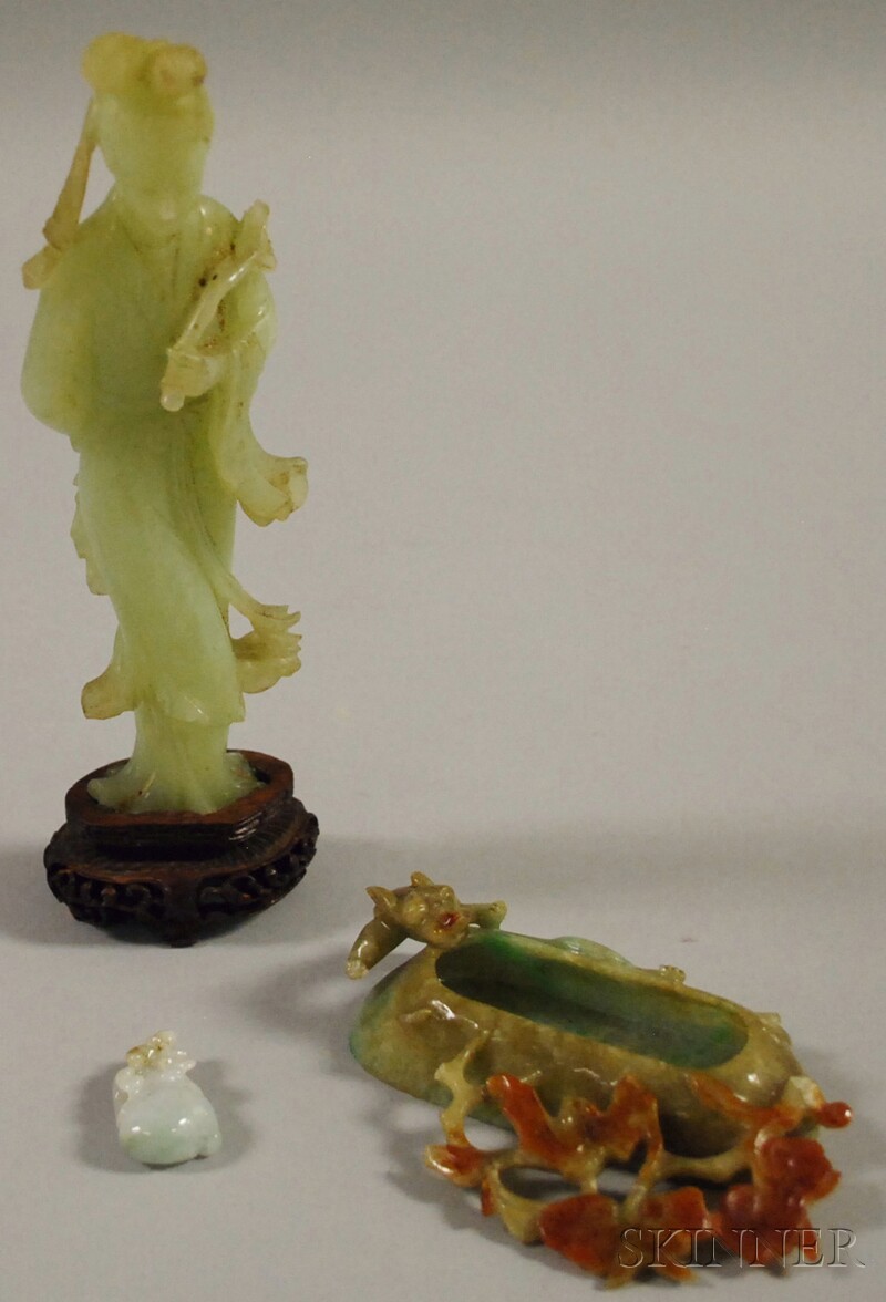 Appraisal: Asian Carved Jade Guan Yin Figure a Small Figural and