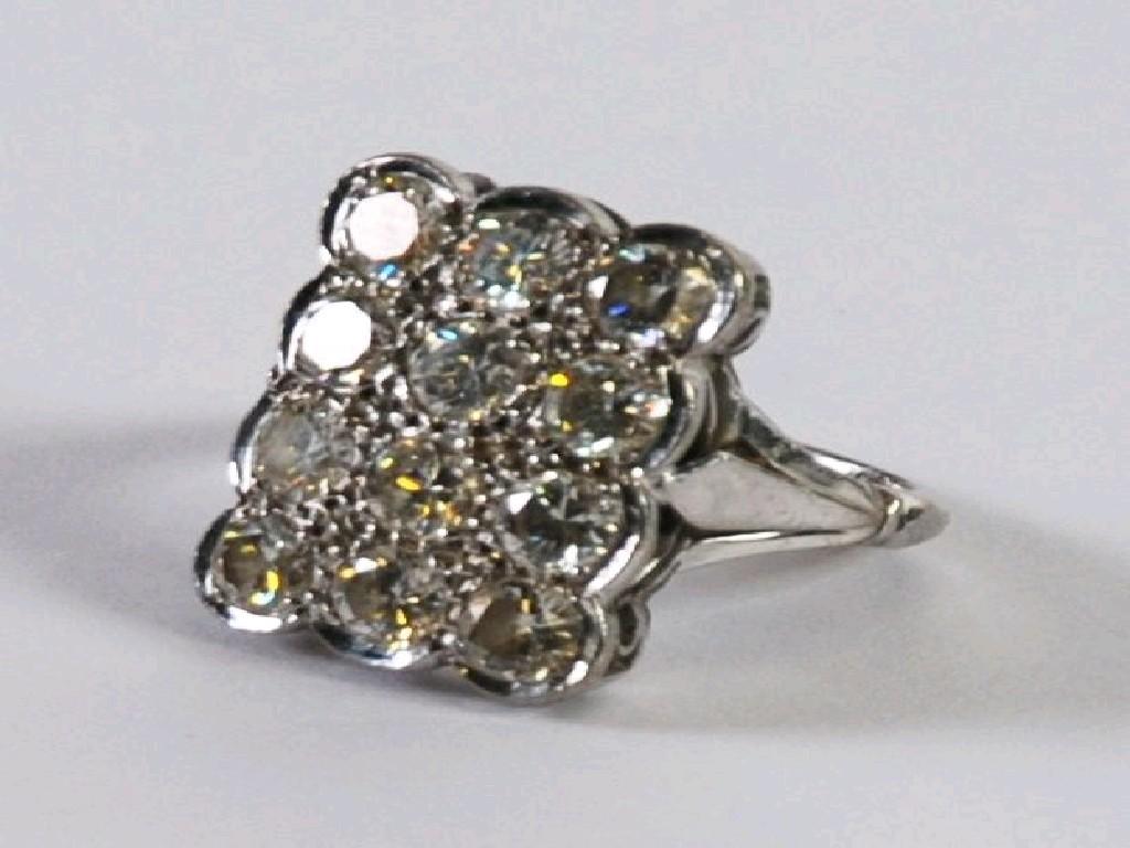 Appraisal: ct WHITE GOLD AND DIAMOND OBLONG CLUSTER RING set with